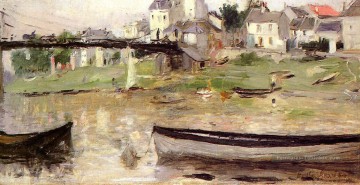 Paysage du quai œuvres - Bateaux sur la Seine impressionnistes peintres Berthe Morisot